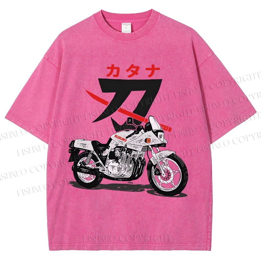 Unisex Suzuki Katana Printed Washed Tee