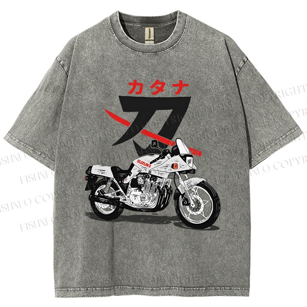 Unisex Suzuki Katana Printed Washed Tee