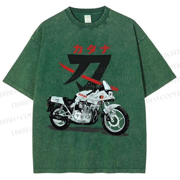 Unisex Suzuki Katana Printed Washed Tee