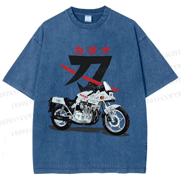 Unisex Suzuki Katana Printed Washed Tee