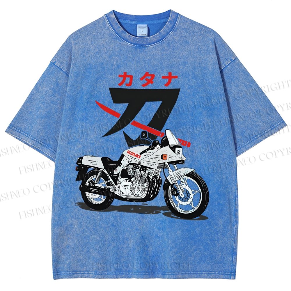 Unisex Suzuki Katana Printed Washed Tee