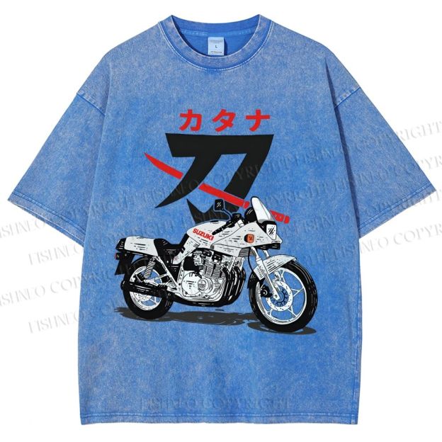 Unisex Suzuki Katana Printed Washed Tee