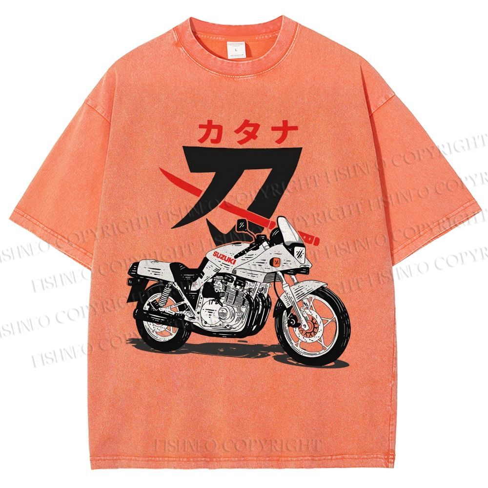 Unisex Suzuki Katana Printed Washed Tee