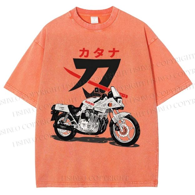 Unisex Suzuki Katana Printed Washed Tee