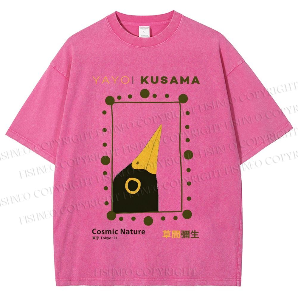 Unisex Yayoi Kusama Polka Dot Bird Printed Washed Tee