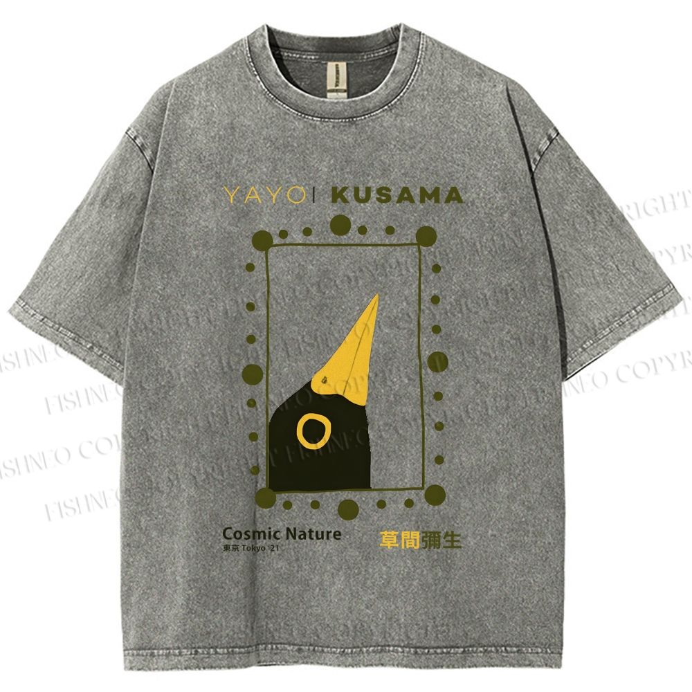 Unisex Yayoi Kusama Polka Dot Bird Printed Washed Tee