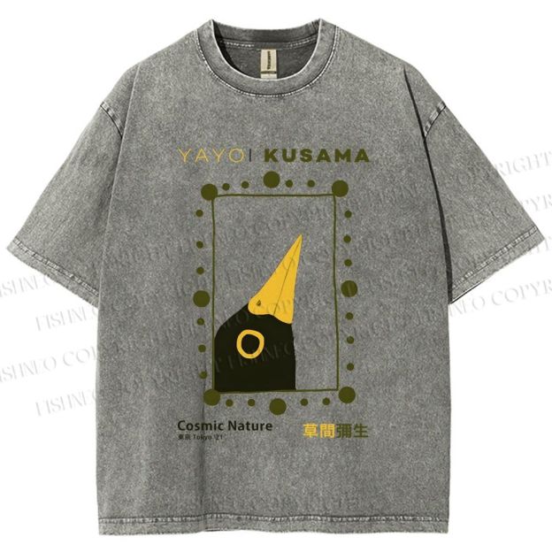 Unisex Yayoi Kusama Polka Dot Bird Printed Washed Tee