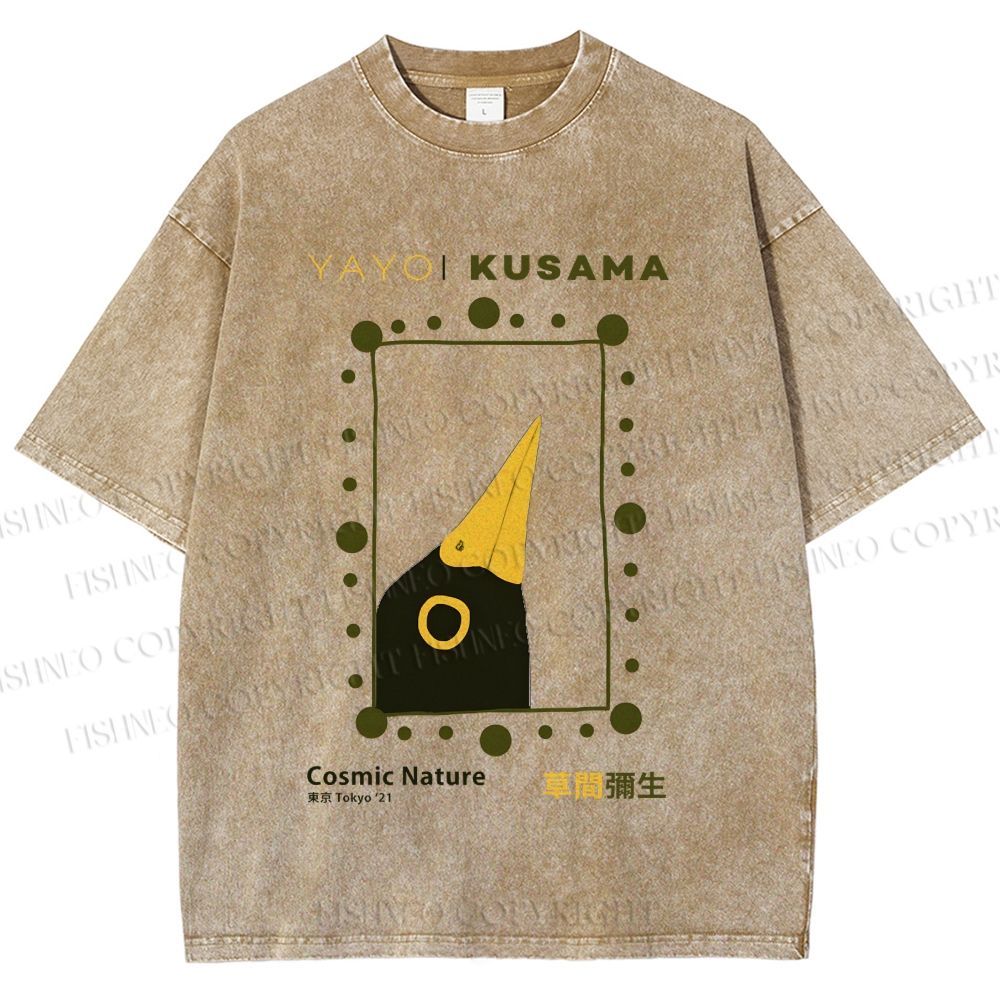 Unisex Yayoi Kusama Polka Dot Bird Printed Washed Tee