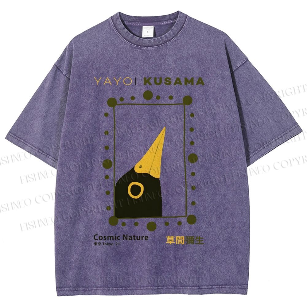 Unisex Yayoi Kusama Polka Dot Bird Printed Washed Tee