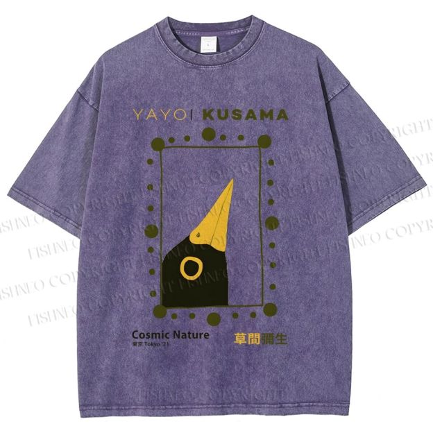 Unisex Yayoi Kusama Polka Dot Bird Printed Washed Tee