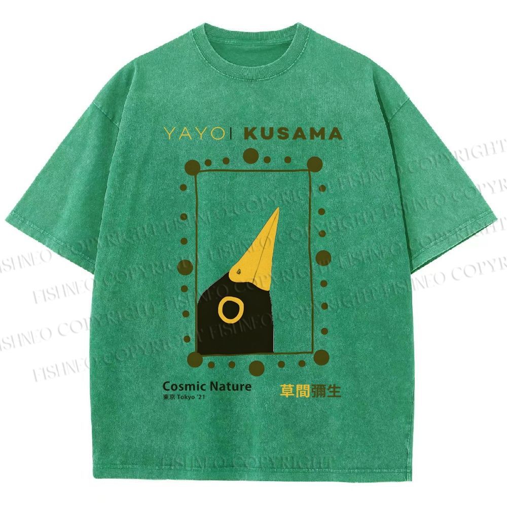 Unisex Yayoi Kusama Polka Dot Bird Printed Washed Tee