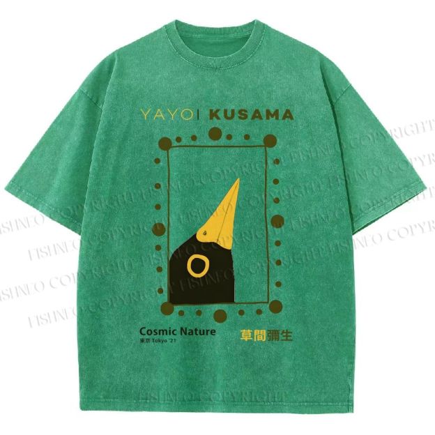 Unisex Yayoi Kusama Polka Dot Bird Printed Washed Tee