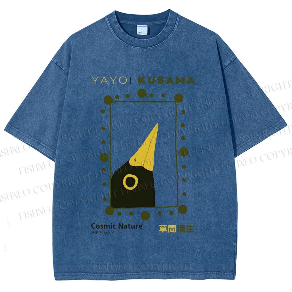 Unisex Yayoi Kusama Polka Dot Bird Printed Washed Tee