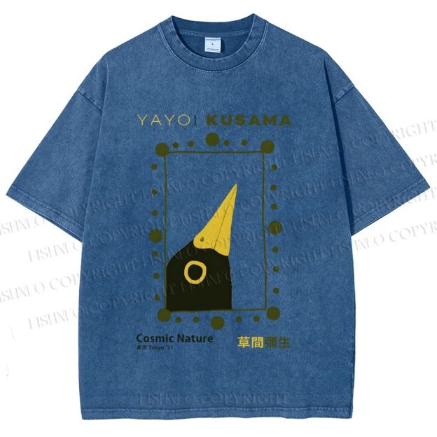 Unisex Yayoi Kusama Polka Dot Bird Printed Washed Tee