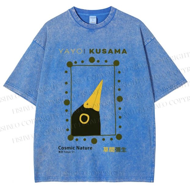 Unisex Yayoi Kusama Polka Dot Bird Printed Washed Tee