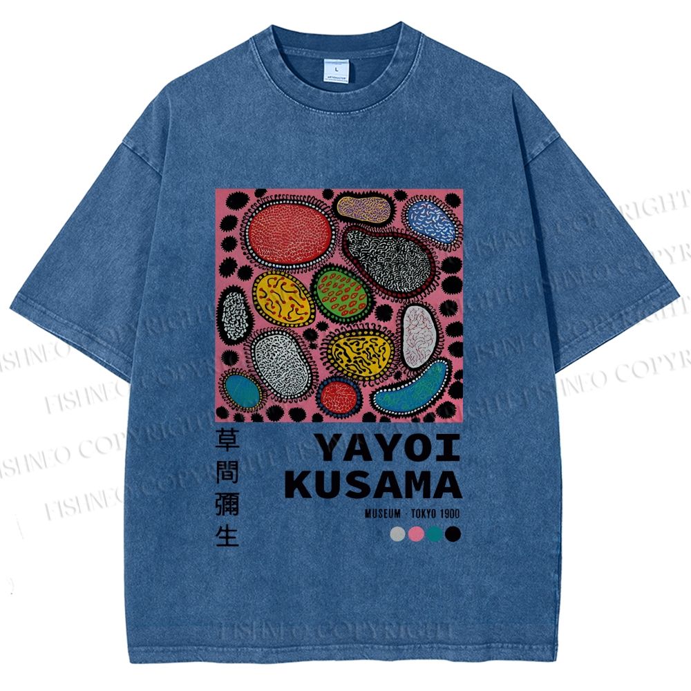 Unisex Yayoi Kusama Graffiti Printed Washed Tee