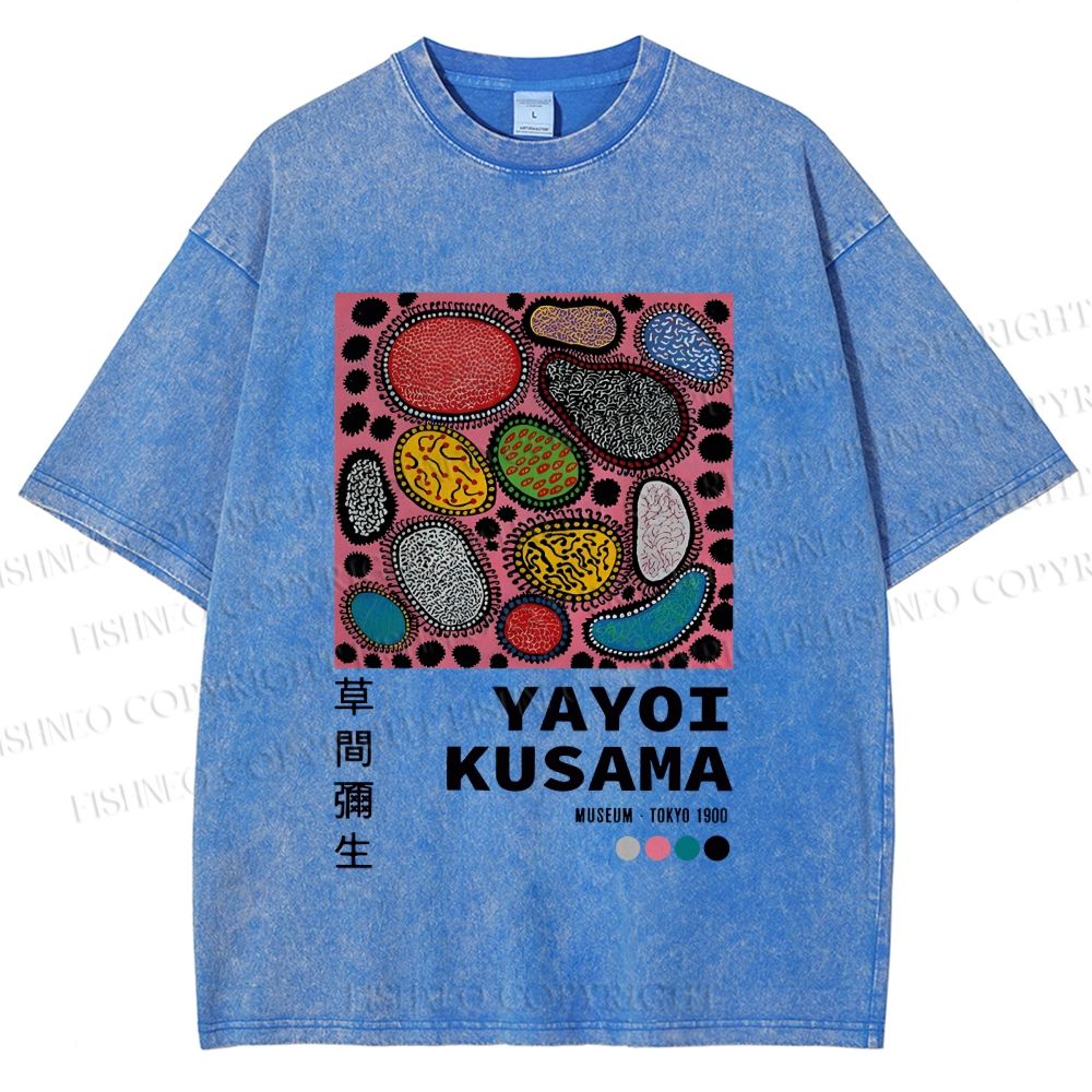 Unisex Yayoi Kusama Graffiti Printed Washed Tee