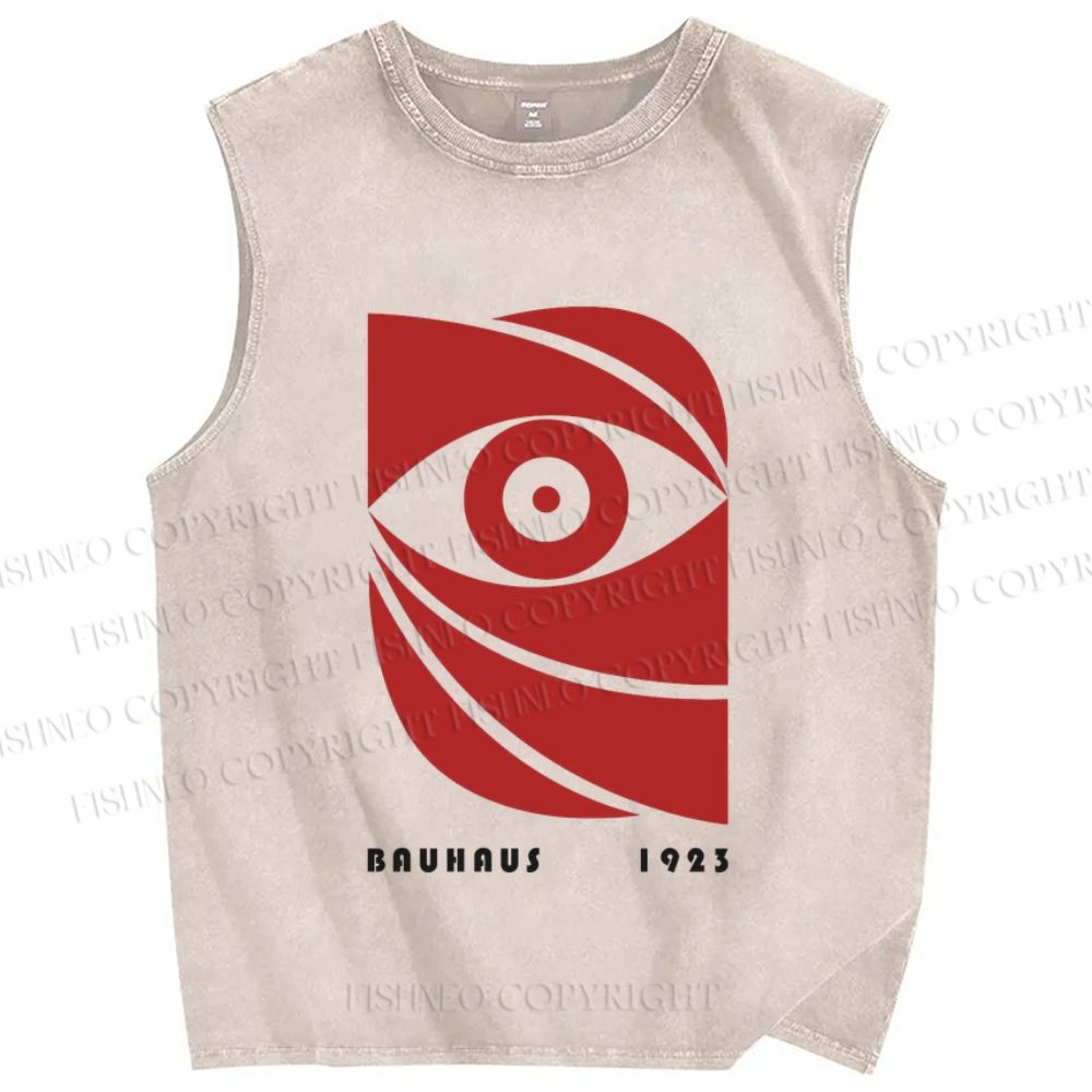 Unisex Bauhaus Eye Printed Washed Tank Top