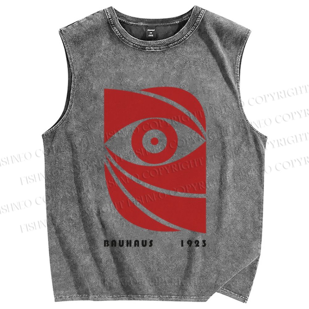 Unisex Bauhaus Eye Printed Washed Tank Top