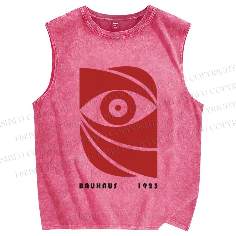 Unisex Bauhaus Eye Printed Washed Tank Top