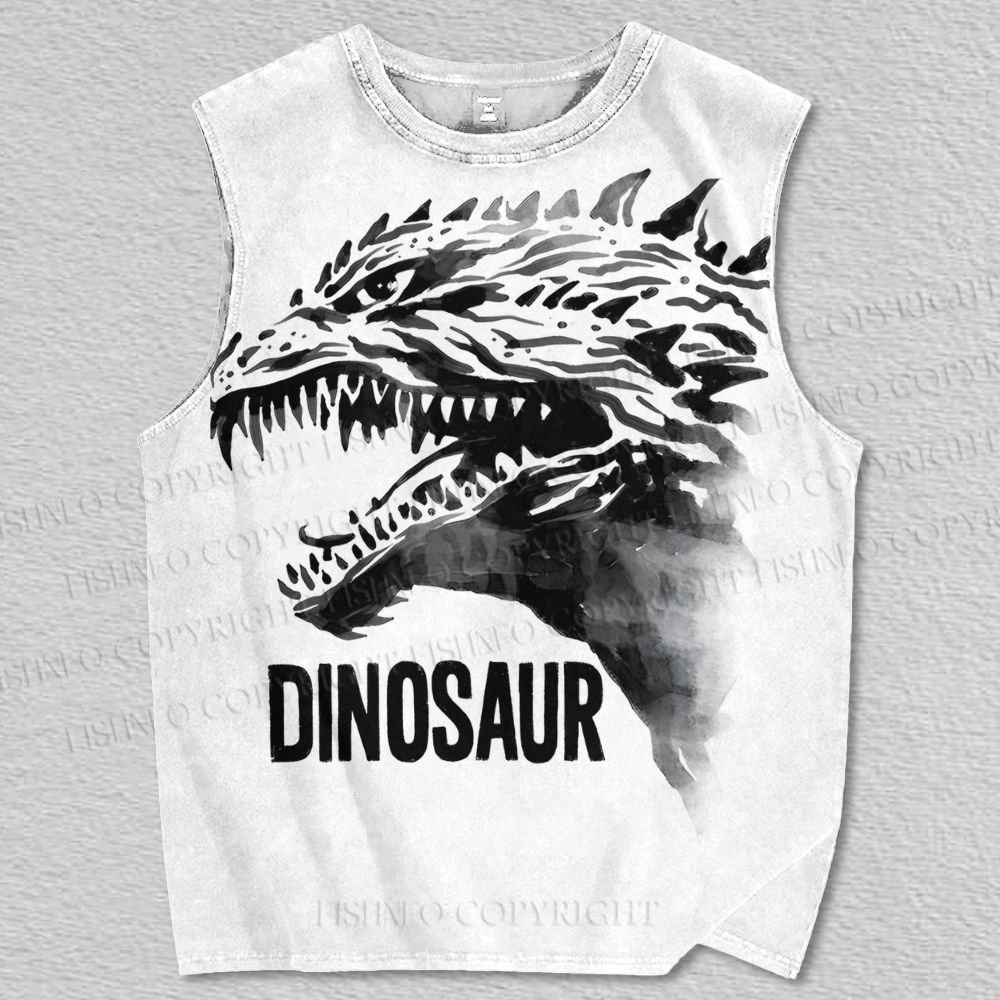Unisex Ink Painting Dinosaur Printed Tank Top