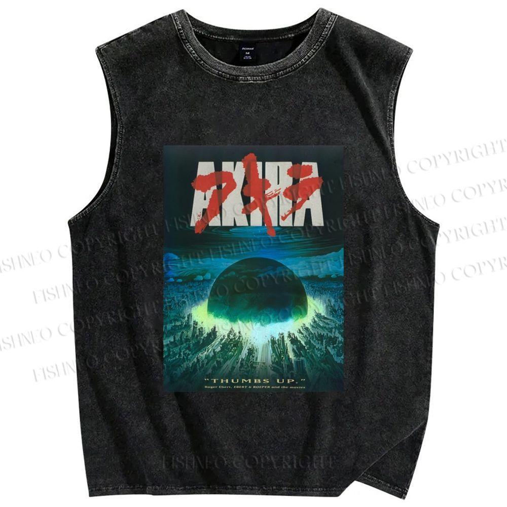 Unisex Akira Printed Washed Tank Top