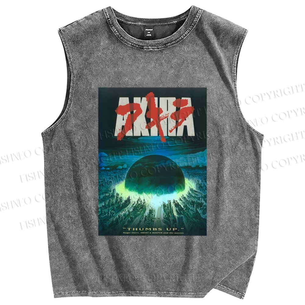 Unisex Akira Printed Washed Tank Top