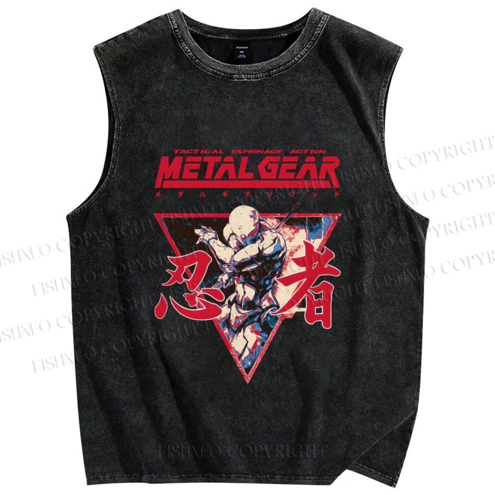 Unisex Metal Gear Solid Cyborg Ninja Printed Washed Tank Top