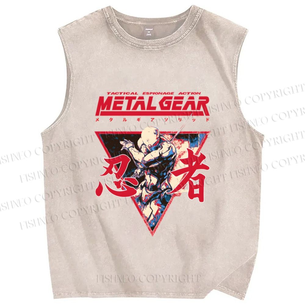 Unisex Metal Gear Solid Cyborg Ninja Printed Washed Tank Top