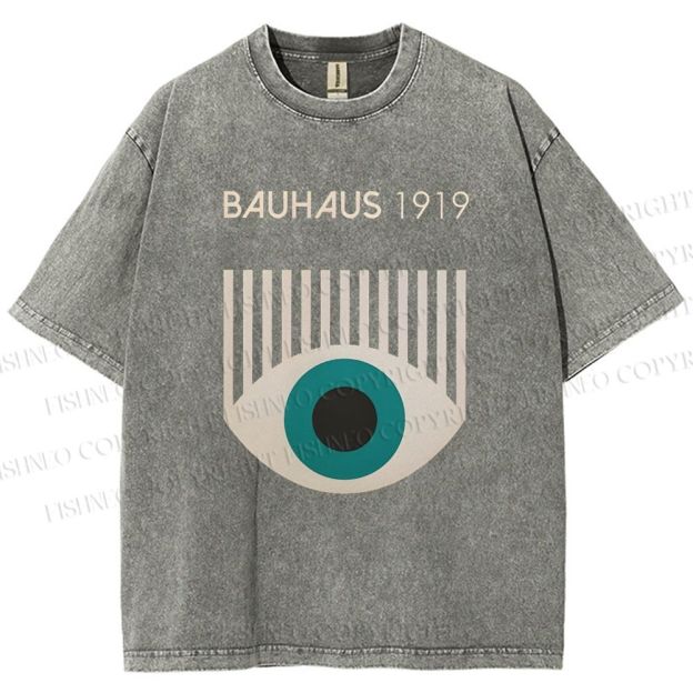 Unisex Bauhaus Geometric Eyes Printed Washed Tee