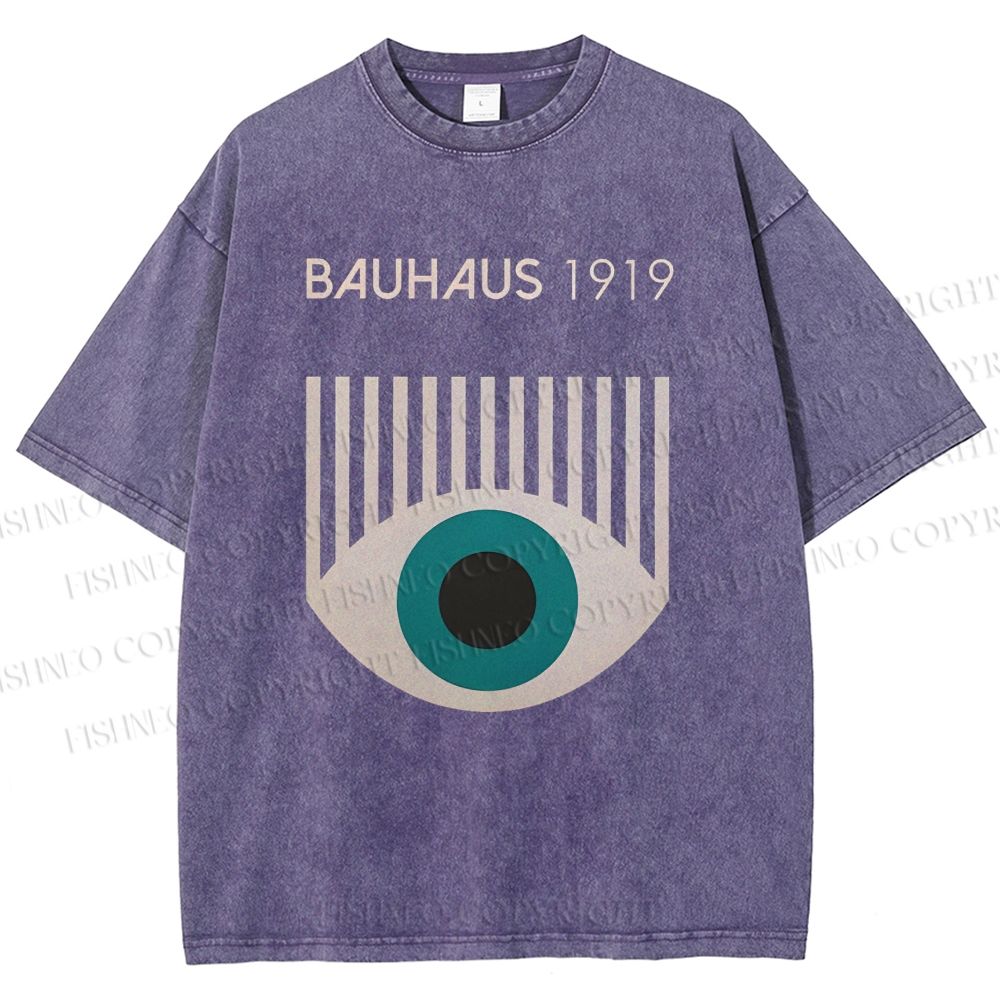 Unisex Bauhaus Geometric Eyes Printed Washed Tee