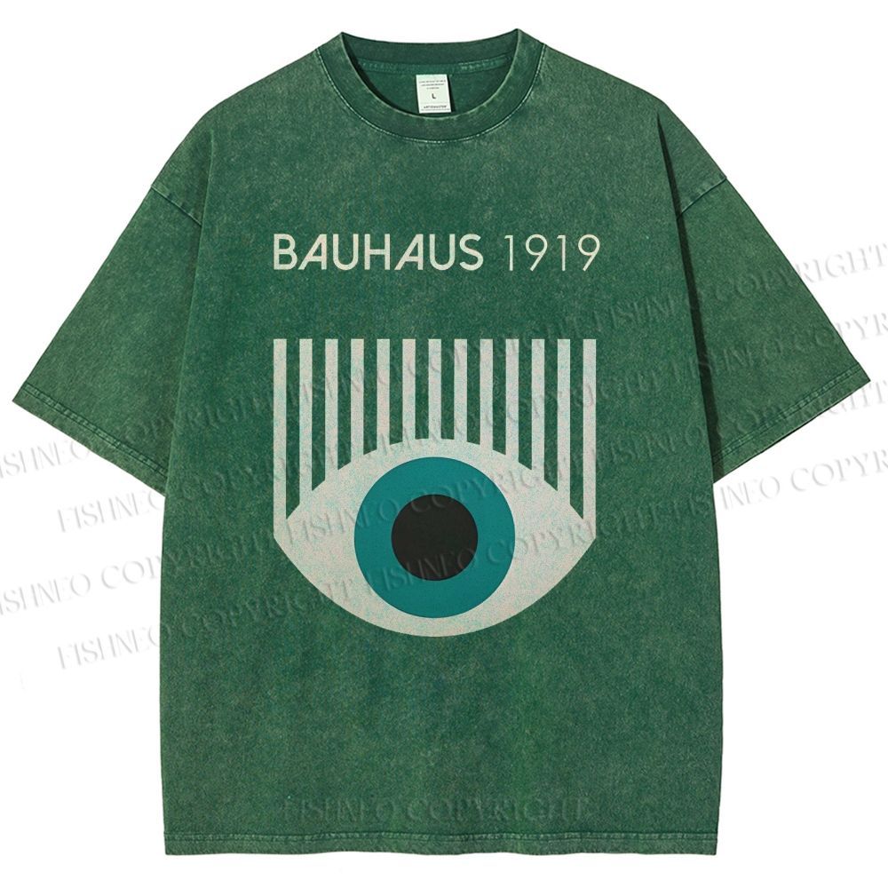 Unisex Bauhaus Geometric Eyes Printed Washed Tee