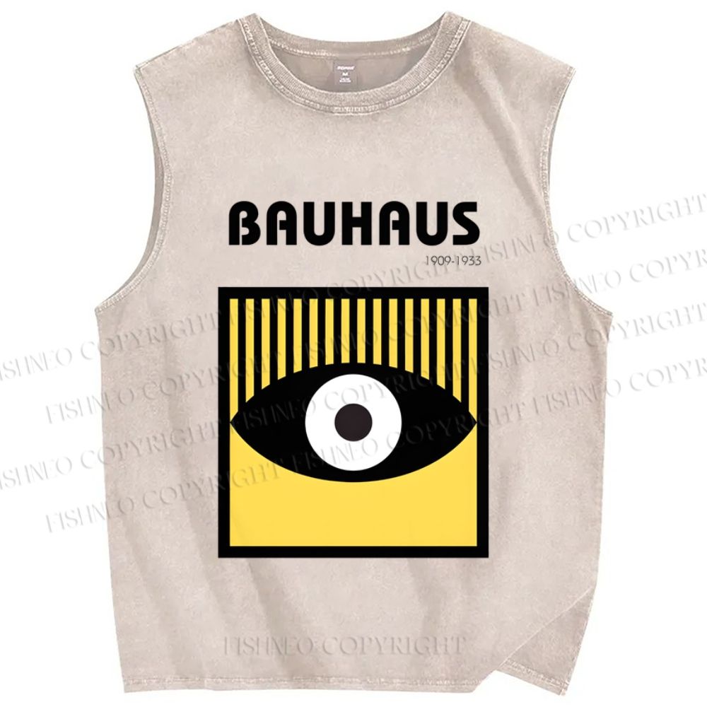 Unisex Bauhaus Eyes Printed Washed Tank Top