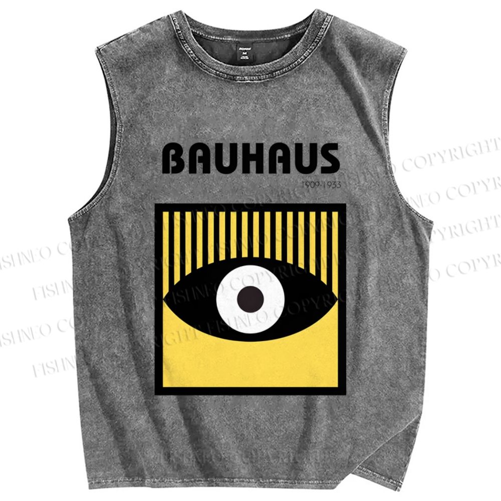 Unisex Bauhaus Eyes Printed Washed Tank Top