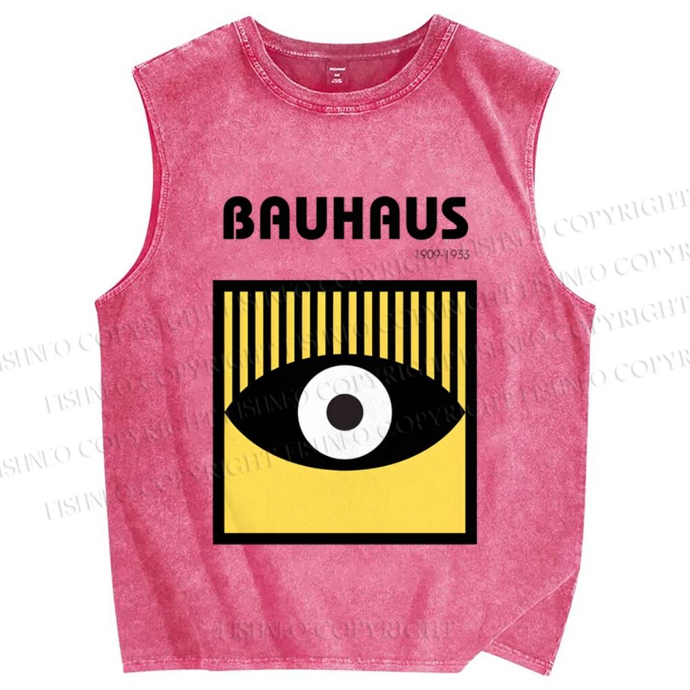 Unisex Bauhaus Eyes Printed Washed Tank Top