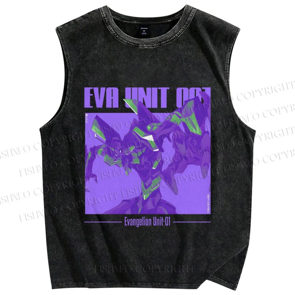 Unisex Neon Genesis Evangelion Unit 01Printed Washed Tank Top