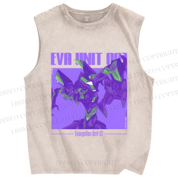 Unisex Neon Genesis Evangelion Unit 01Printed Washed Tank Top