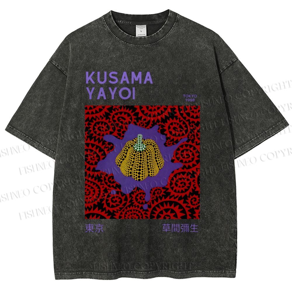 Unisex Yayoi Kusama Pumpkin Printed Washed Tee