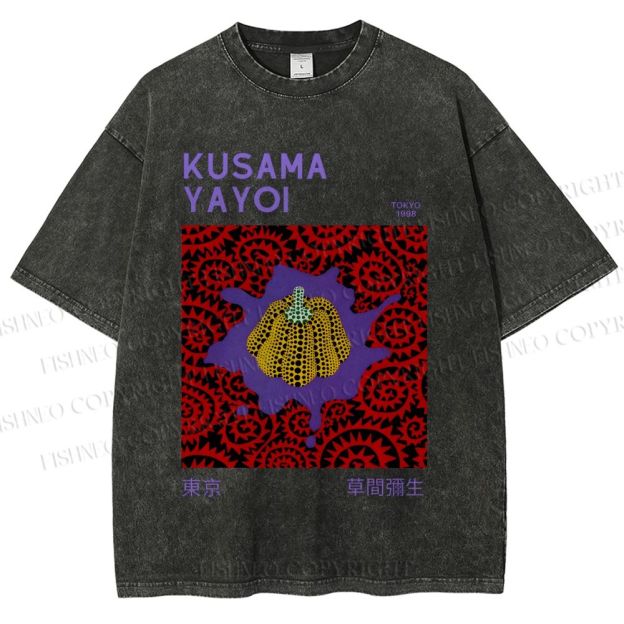Unisex Yayoi Kusama Pumpkin Printed Washed Tee