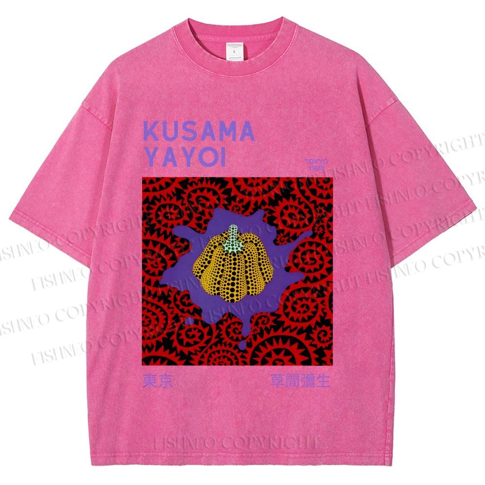 Unisex Yayoi Kusama Pumpkin Printed Washed Tee