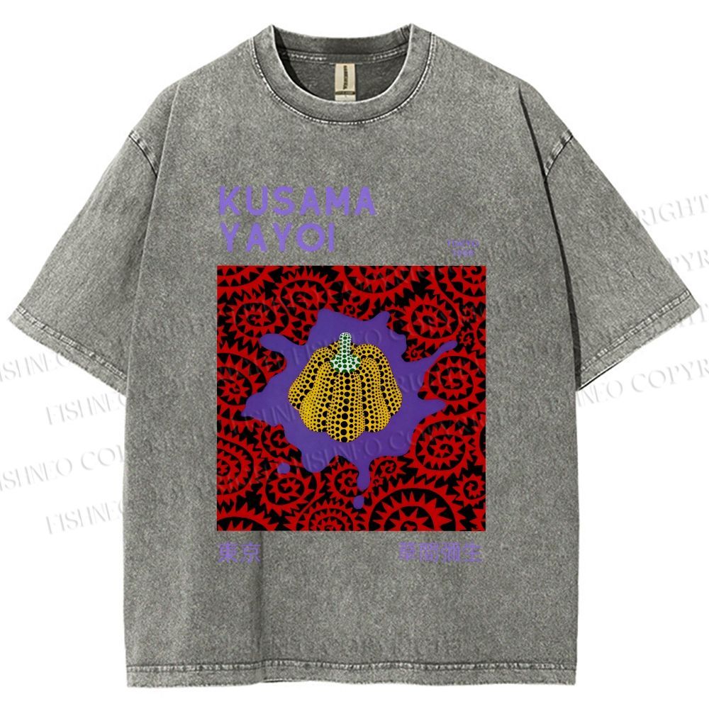 Unisex Yayoi Kusama Pumpkin Printed Washed Tee