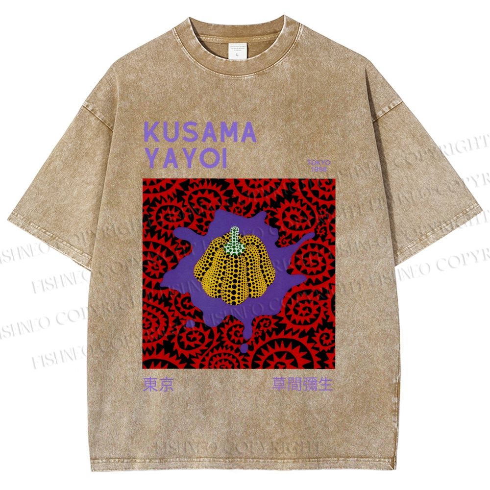 Unisex Yayoi Kusama Pumpkin Printed Washed Tee