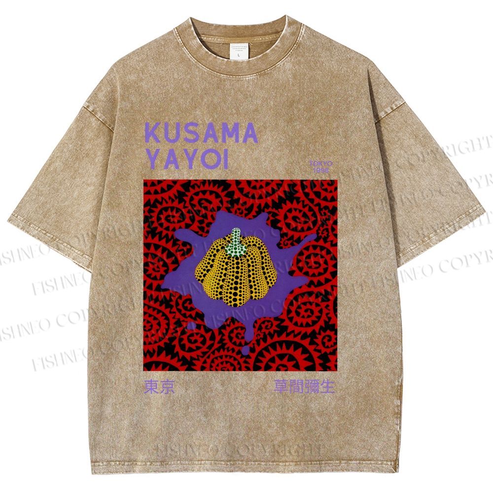 Unisex Yayoi Kusama Pumpkin Printed Washed Tee