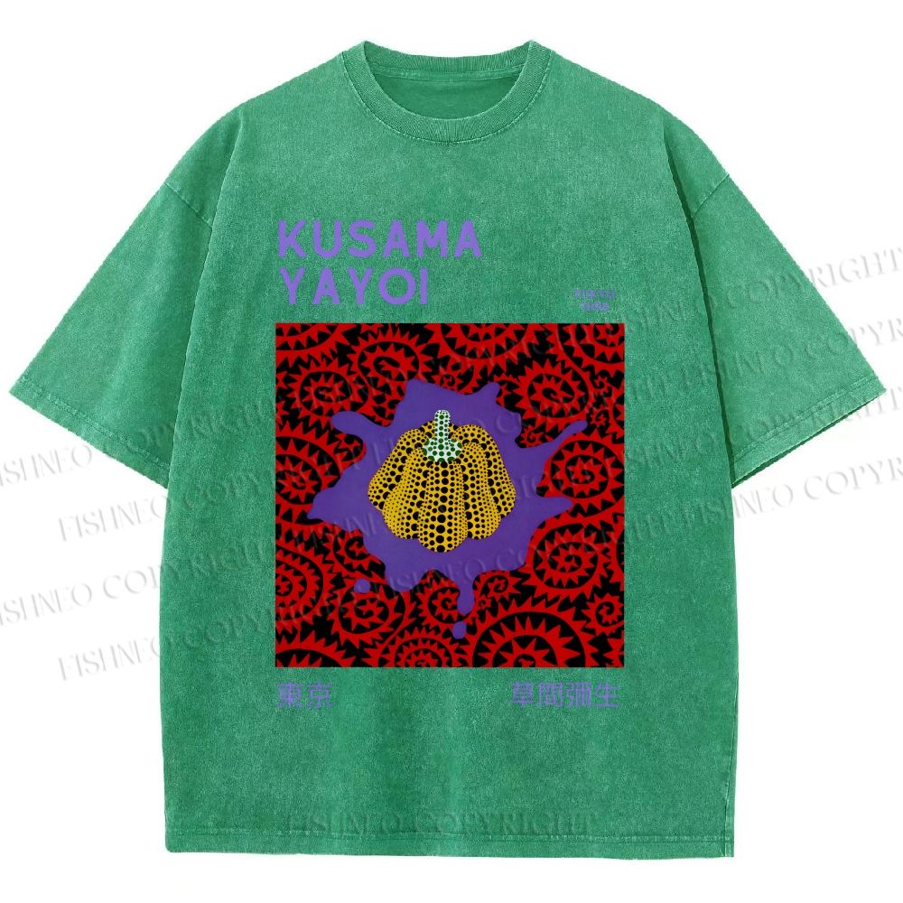 Unisex Yayoi Kusama Pumpkin Printed Washed Tee