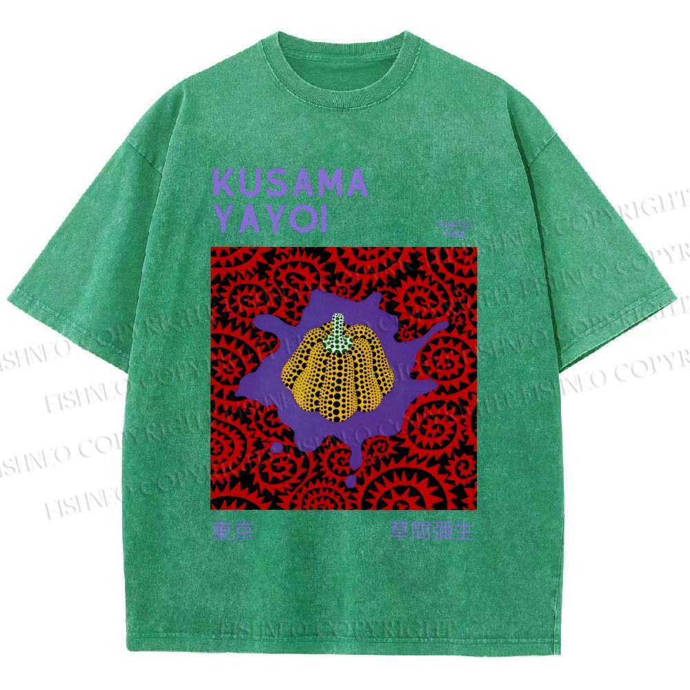 Unisex Yayoi Kusama Pumpkin Printed Washed Tee
