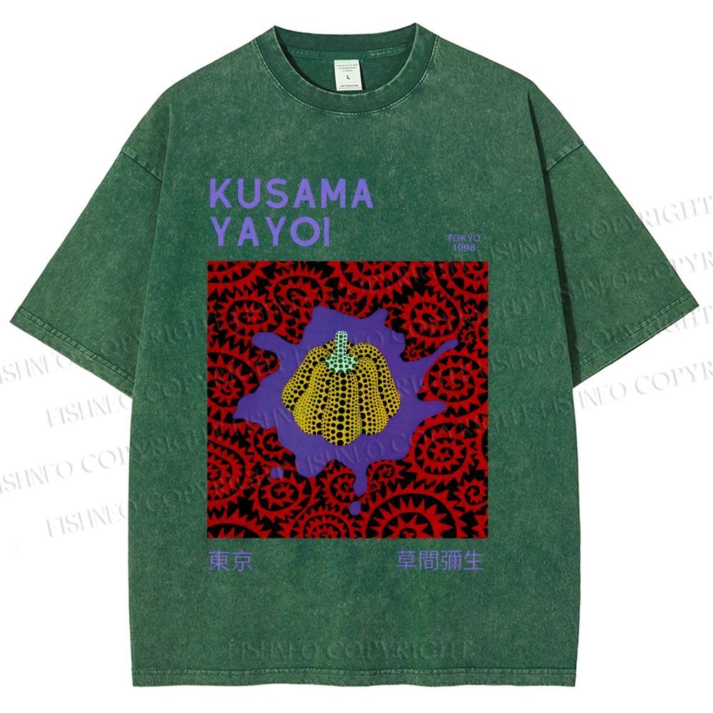 Unisex Yayoi Kusama Pumpkin Printed Washed Tee