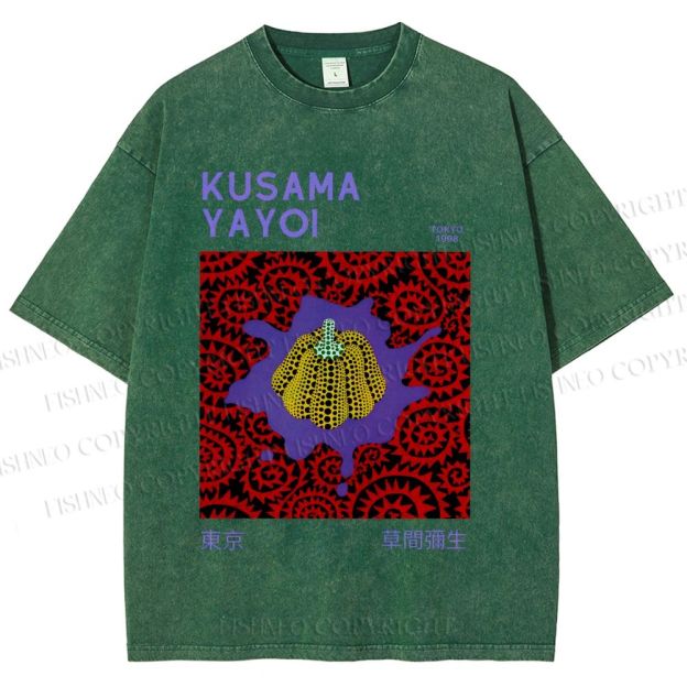 Unisex Yayoi Kusama Pumpkin Printed Washed Tee