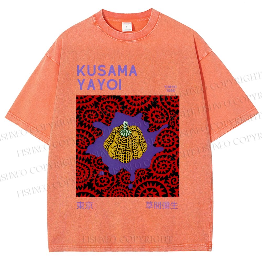 Unisex Yayoi Kusama Pumpkin Printed Washed Tee