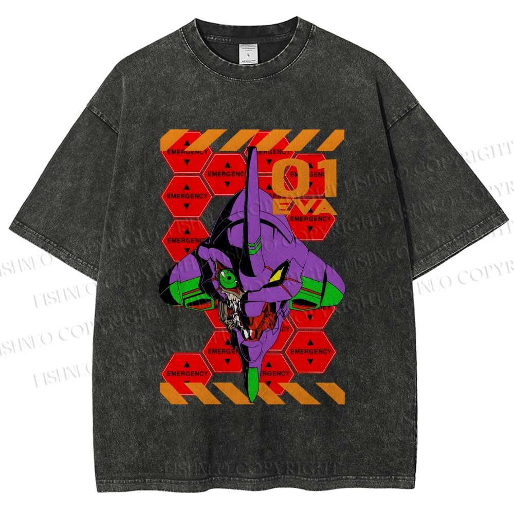 Unisex Neon Genesis Evangelion Printed Washed Tee