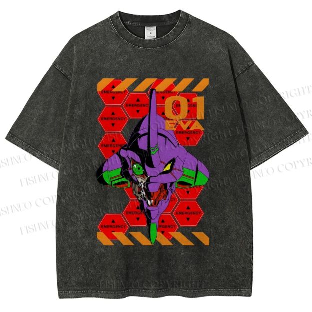 Unisex Neon Genesis Evangelion Printed Washed Tee